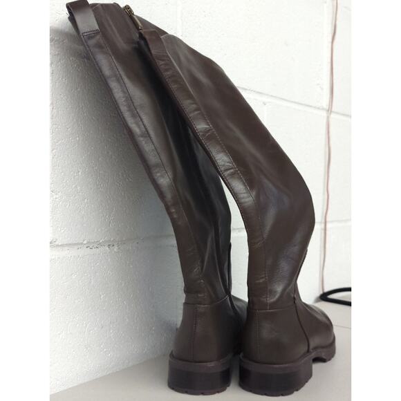 New NORDSTROM Nooliver-lea Leather dark brown boots sz5.5 tall riding equestrian - Picture 2 of 7
